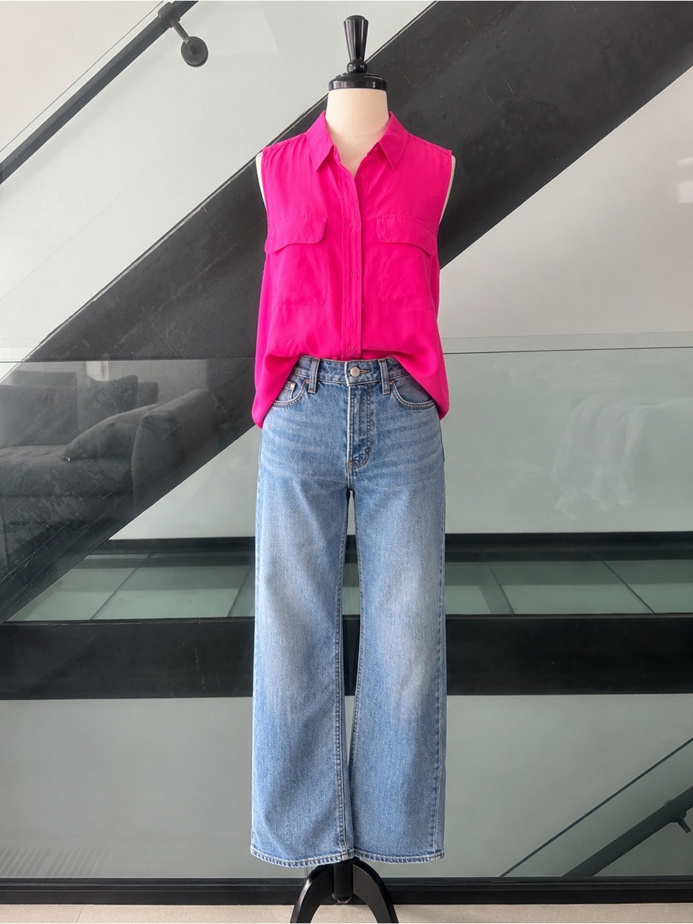 Equipment Silk Sleeveless Pink‎ Blouse